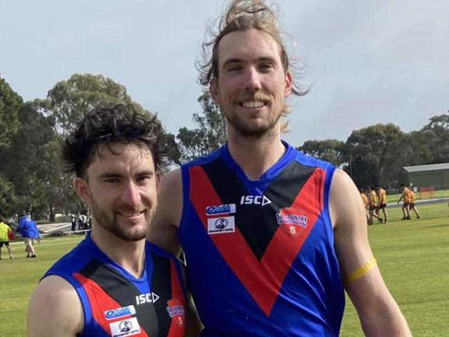 Dan Woolford (left) with star Renmark teammate Zach Gartery. Picture: Renmark Football Club