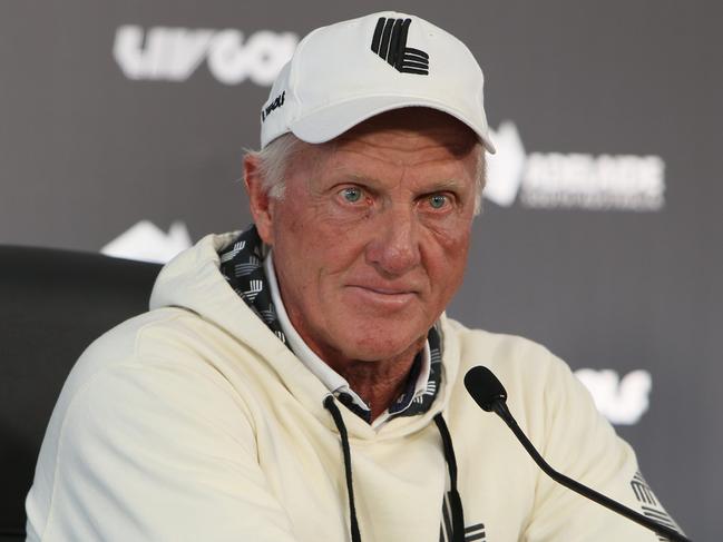 ADELAIDE, AUSTRALIA - NewsWire Photos - APRIL 20, 2023: LIV Golf Press Conference with LIV Golf CEO and Commissioner Greg Norman, at The Grange Golf Club. Picture: NCA/NewsWire Emma Brasier