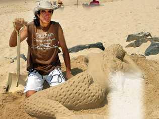 Dennis Massoud will be running free sand sculpting workshops at the Tin Can Bay Seafood, Boat & Camping Show on Saturday. Picture: Geoff Potternb