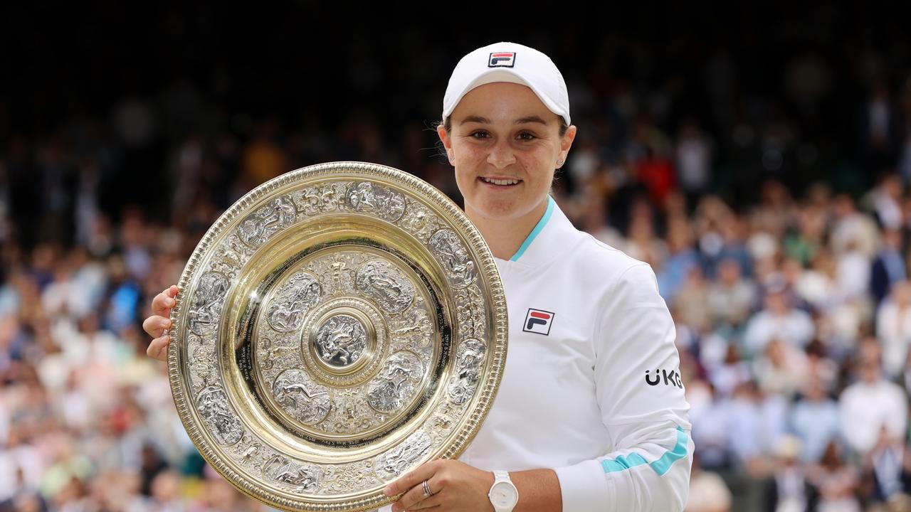 Ash Barty after winning Wimbledon. Photo by Clive Brunskill/Getty Images