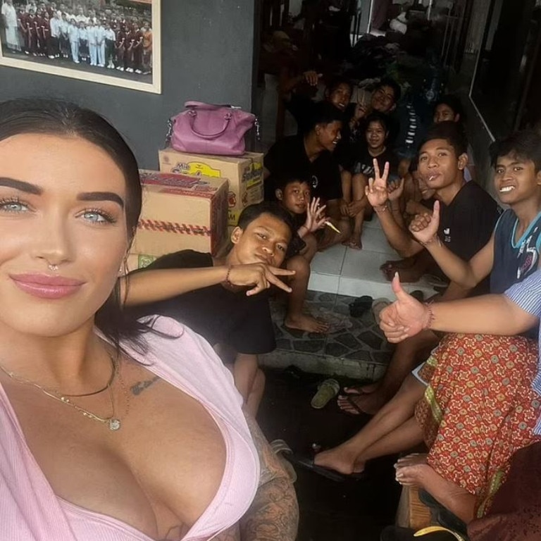 Kelsey Foster came under fire over her outfit at a Bali orphanage. Picture: Facebook