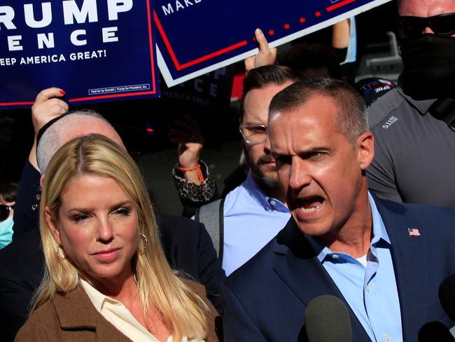 Trump campaign adviser Corey Lewandowski with former Florida Attorney-General Pam Bondi (L). Picture: AFP