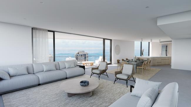 The lounge room of the penthouse.