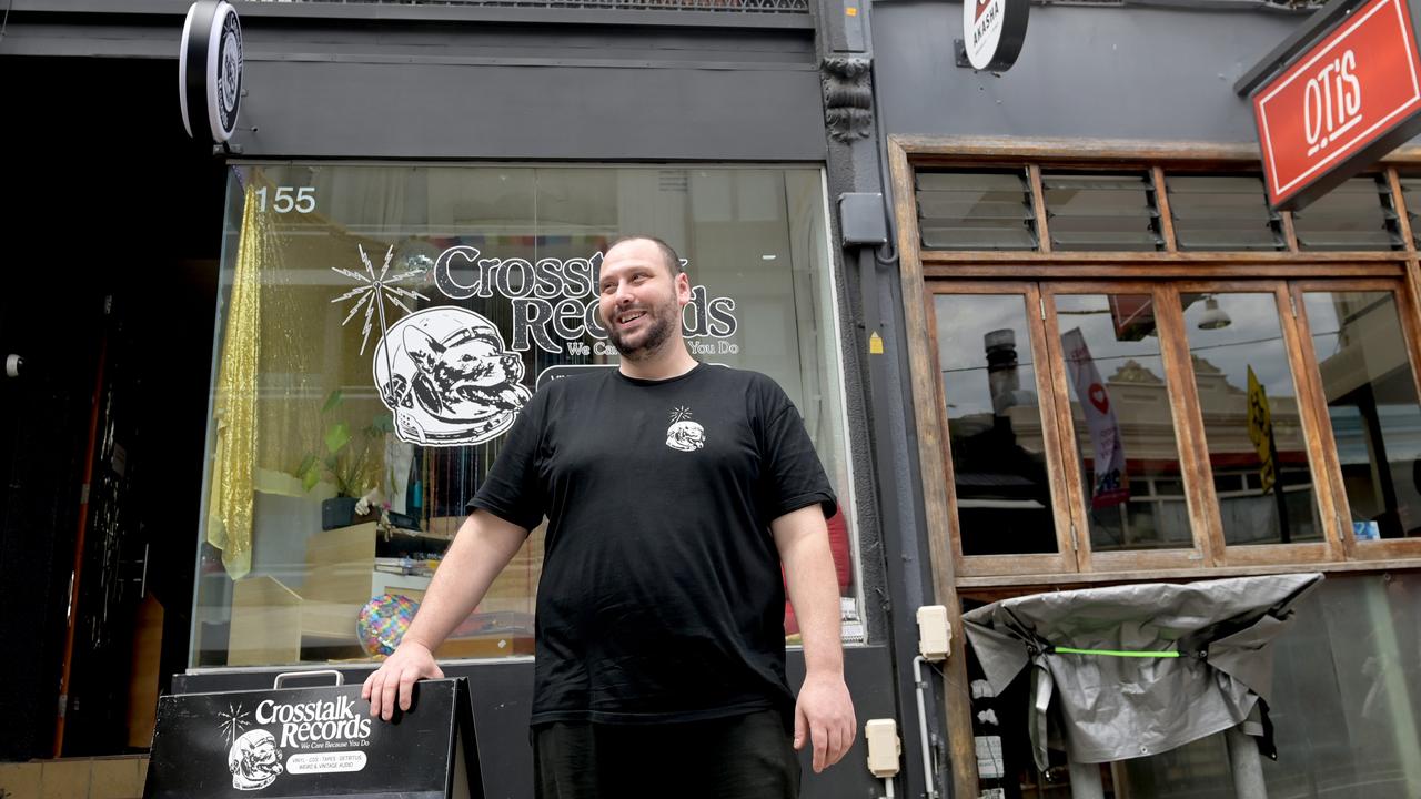 Joshua Gibbs, owner of Crosstalk records in Norton St, Leichardt. Picture: Jeremy Piper