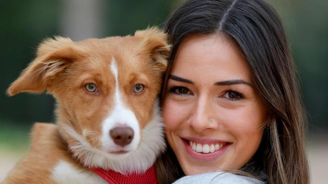 Monique with dog Kyah at Holroyd Gardens. Pictures: Angelo Velardo