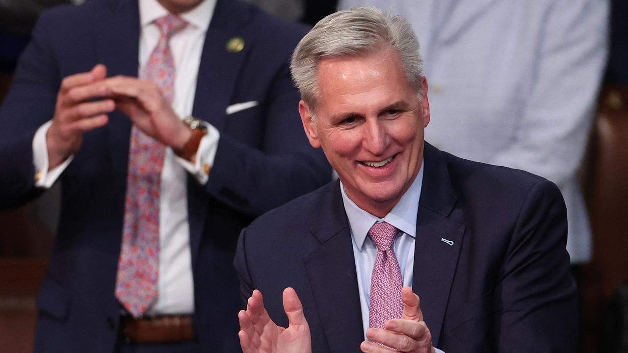 US House Republican Leader Kevin McCarthy celebrates after being elected Speaker of the House. Picture: Win McNamee/Getty Images/AFP