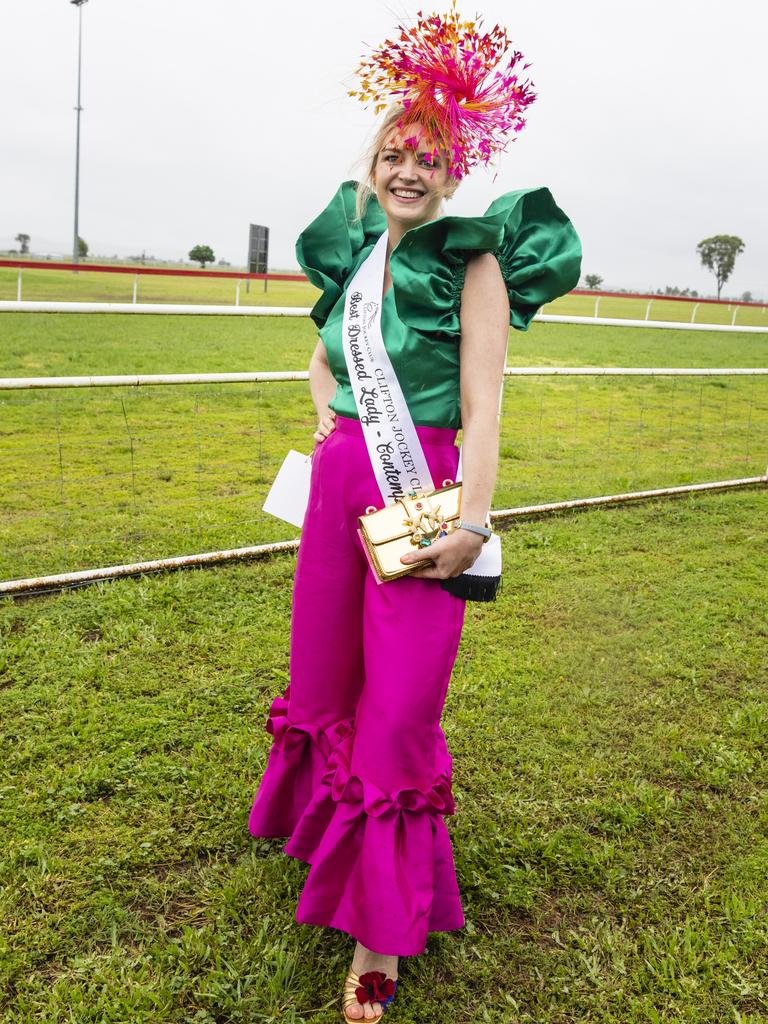 Eloise Handley won Best Dressed Lady – Contemporary at the Clifton Cup races hosted by Clifton Jockey Club, Saturday, October 22, 2022. Picture: Kevin Farmer