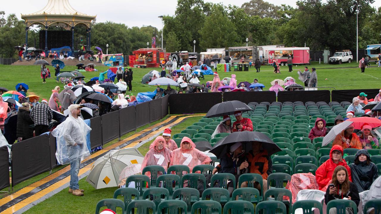 Sealink Carols by Candlelight at Elder Park. Low crowd numbers due to the weather. Picture: Brett Hartwig