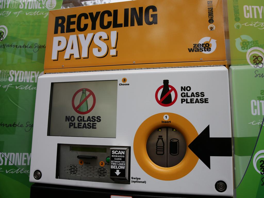 Vending machines have been installed around Sydney for depositing empty plastic bottles or cans.