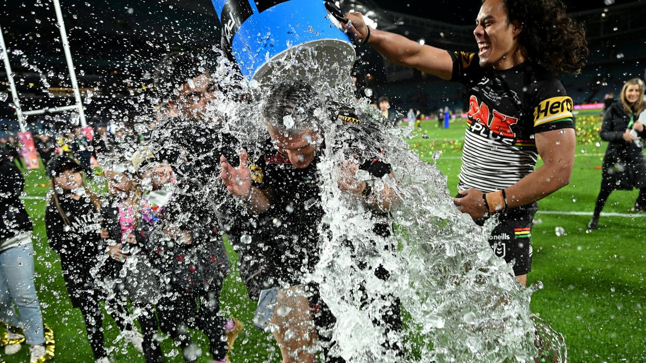 Nathan Cleary gets drenched.. Picture: NRL Photos