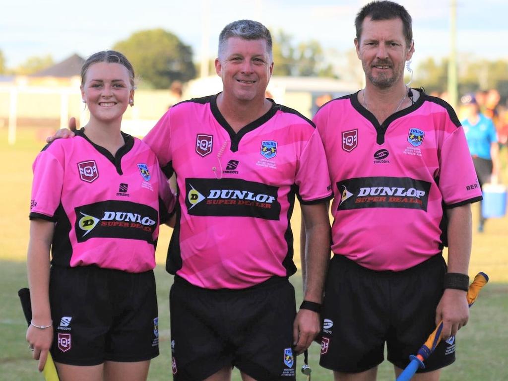 Bridie Prendergast (left) alongside fellow TRL officials, has her sights set on the big time, in the NRL. Picture: Contributed by TRL Referee Association.