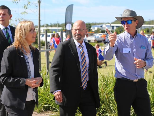 Mayor Jane Smith, Senator Arthur Sinodinos and Central Coast Council open space and recreation unit manager Brett Sherar. Picture: Supplied