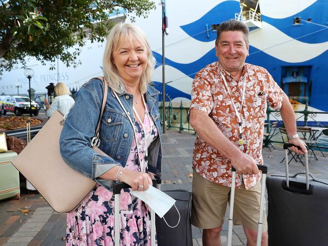 Covid-negative passengers Stephen and Sharon Leslie said the cruise had not been severely impacted although many staff came down with Covid and had to isolate. Picture: Tim Hunter