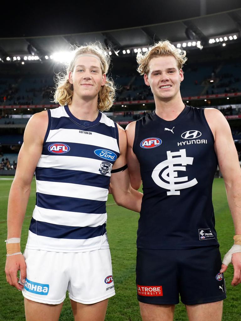 Sam and Tom De Koning. Photo by Dylan Burns/AFL Photos via Getty Images