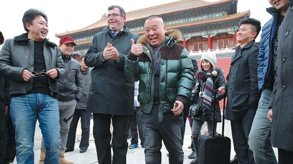 Deal maker: Daniel Andrews on a tour of the Forbidden City. Picture: Jiang Dong / China Daily