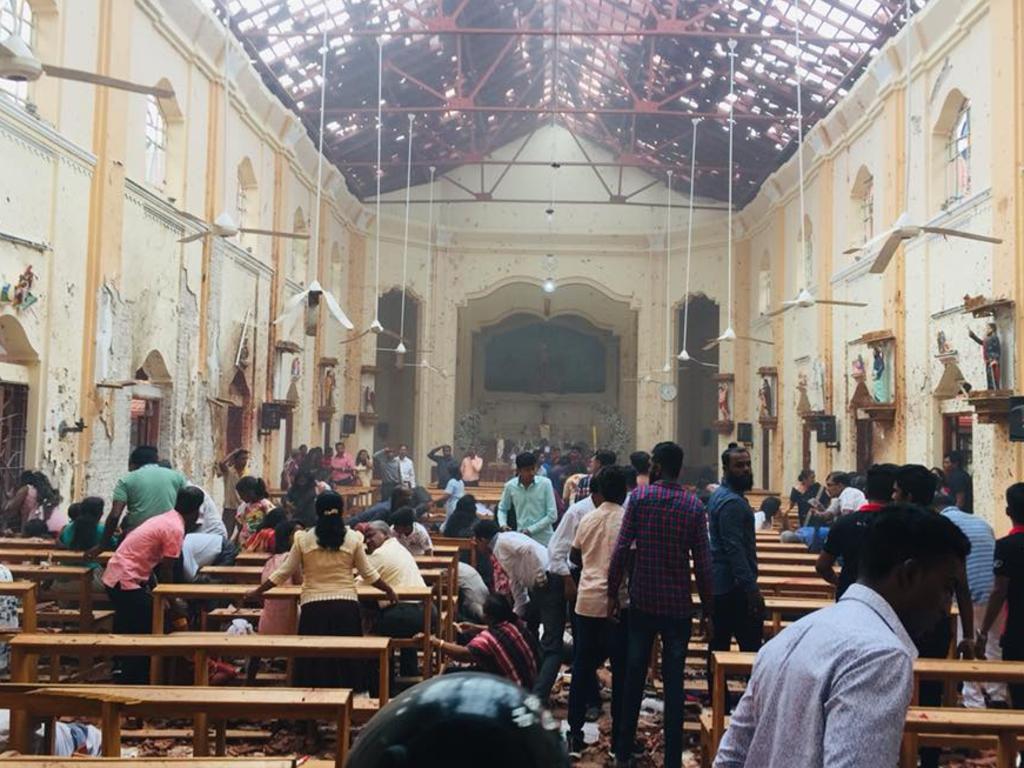 Suicide bombers are believed to be behind the blasts. Inside St. Sebastian's Church, Columbo, Sri Lanka. Picture: Facebook