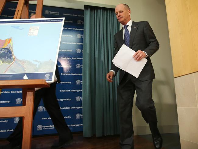 Premier Campbell Newman has promised to help fund rail link to Carmichael mine. Pic Jono Searle.