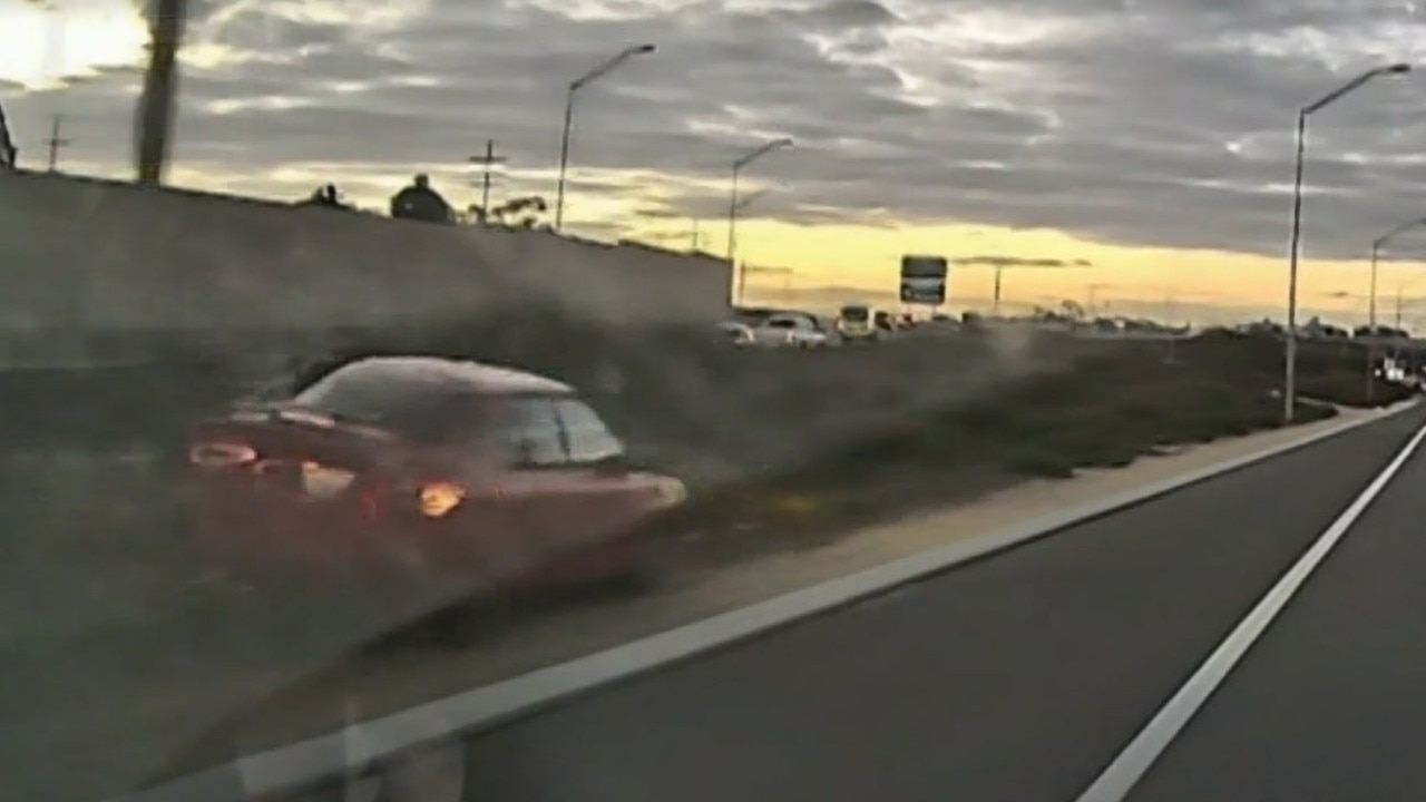 The car is then seen hitting the gutter at speed. Picture: Supplied / Channel 9