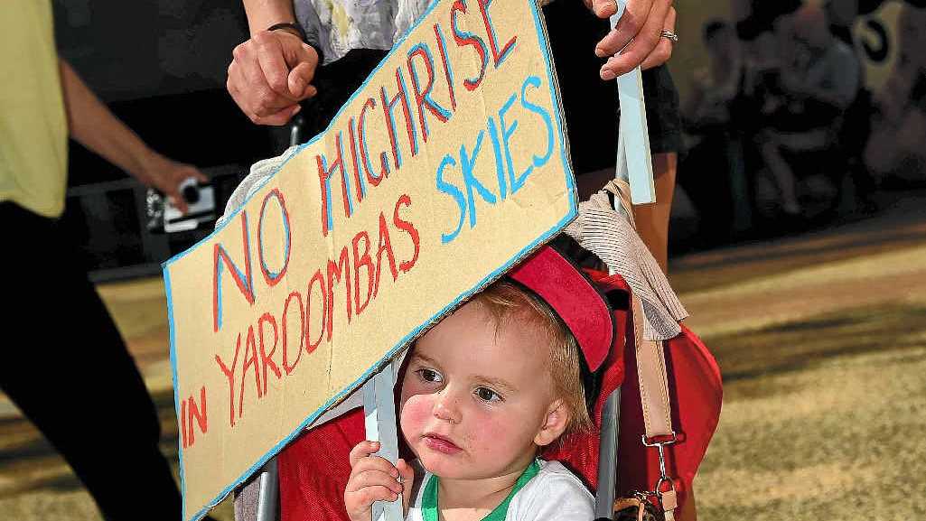 STARTING EARLY: Kaleb Ward, of Yaroomba, during a protest against the Sekisui proposal. Picture: Iain Curry