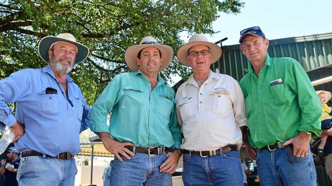 VINTAGE ENTHUSIASTS: Bruce Webster, Andrew Jakins, Bruce Rae and Geoff Phillips, Allora Heritage Weekend 2019. Picture: Jiordan Tolli