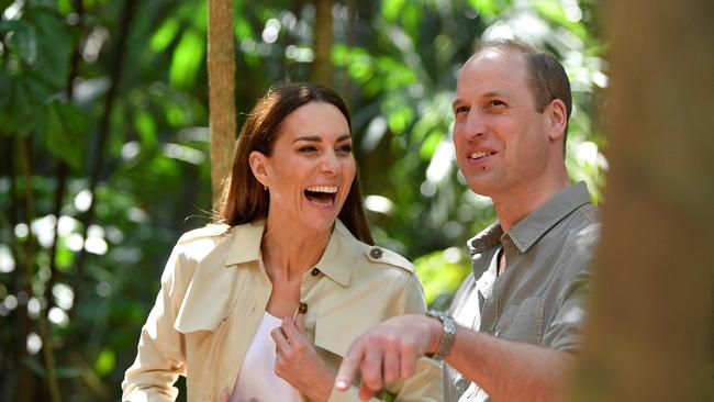 Catherine, Duchess of Cambridge and Prince William, Duke of Cambridge are seen during a visit to the British Army Training Support Unit (BATSUB) jungle training facility on the third day of a Platinum Jubilee Royal Tour to the Caribbean. Picture: Toby Melville – Pool/Getty Images