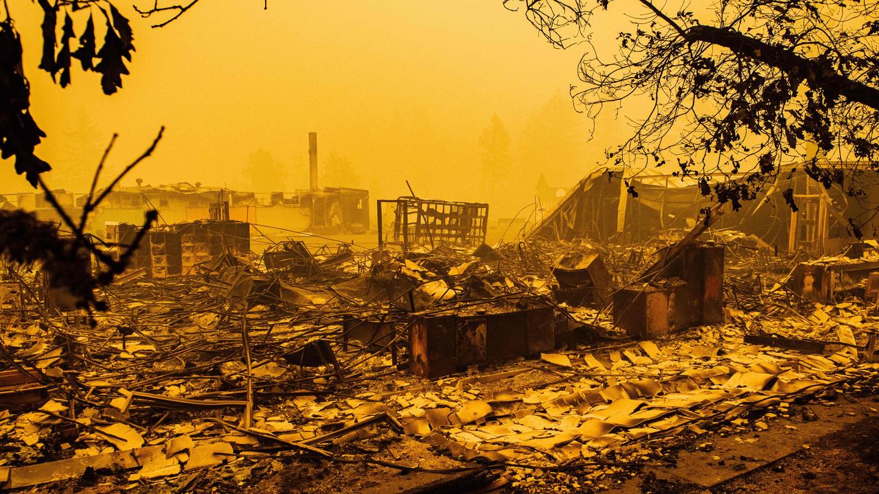 The charred remains a primary school in Oregon. Picture: Kathryn Elsesser/AFP