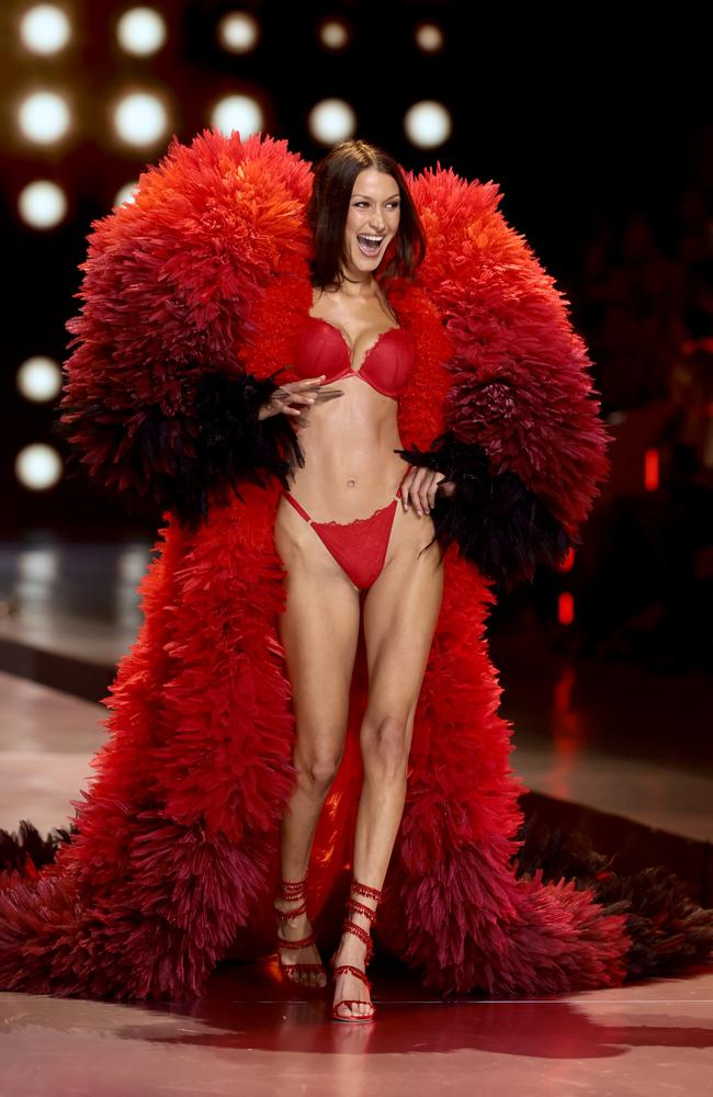 Bella Hadid walks the runway for the Victoria's Secret Fashion Show 2024. Picture: Dimitrios Kambouris/Getty Images for Victoria’s Secret