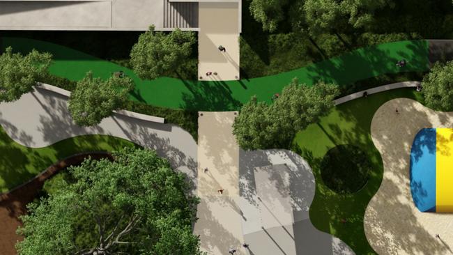 Aerial view of what a bike only path would be like under plans for the Broadwater Parklands on the Gold Coast.