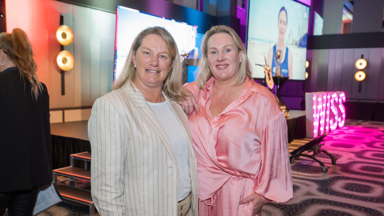 Suzanne Burns and Nicci Herrera at the Women in Sport Summit at QT Hotel Surfers Paradise. Picture: Steven Grevis.