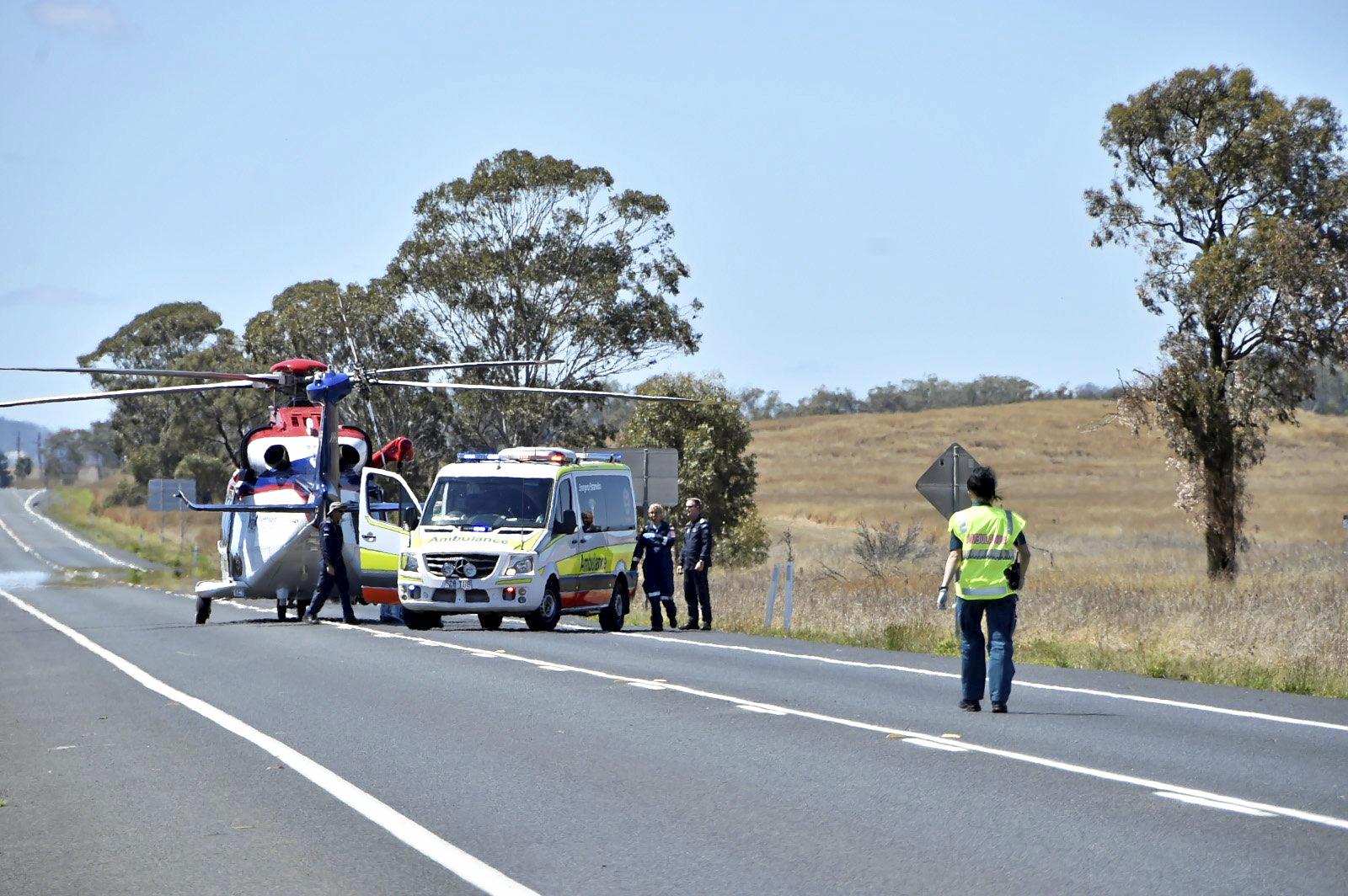 Fatal crash, involving a truck and two cars on Warrego Highway at the intersection Brimblecombe Road. September 2018. Picture: Bev Lacey