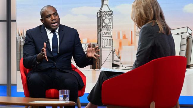 Britain's Foreign Secretary David Lammy appearing on the BBC. Picture: BBC/AFP.