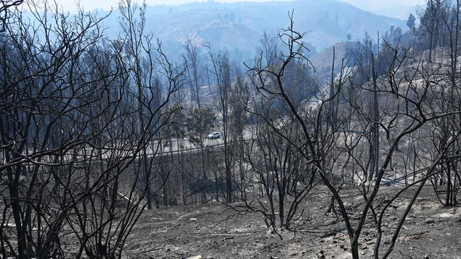 The burnt-out hills in Quilpue, Vina del Mar at the weekend. Picture: AFP