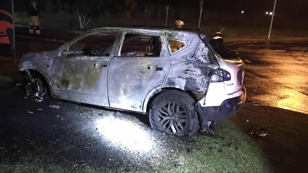 ‘It just blew’: Moment driver and daughter escape burning car