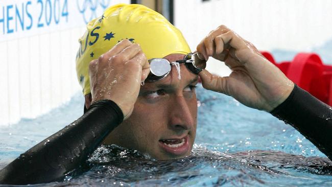 Thorpe at the 2004 Olympics. Picture: Gregg Porteous