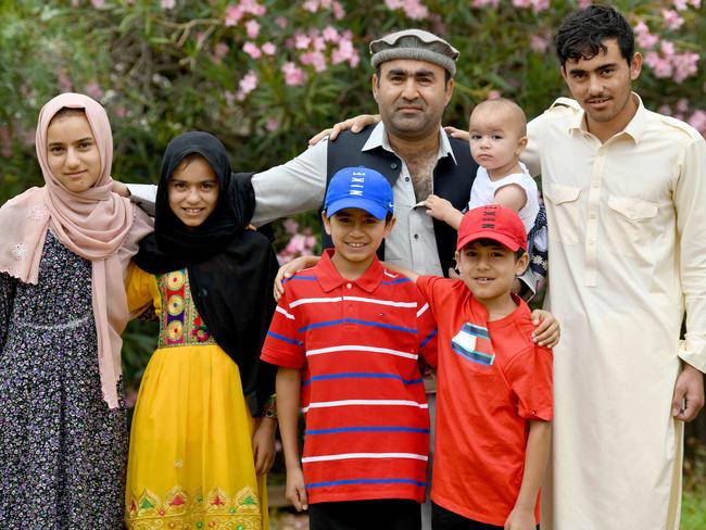 22/1/22 - Noor Wali Jan Babaker Khail, who migrated to Australia from Afghanistan, and his children (L-R) Noor Mashita, 13, Nabeela, 11, Inamullah, 9, Omerullah, 8, Zainab, 12 months and Jaheedullah, 15, will become citizens on Australia Day. Picture: Naomi Jellicoe* wife didn't want to be photographed