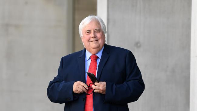 Businessman Clive Palmer leaves the District Court in Brisbane, Tuesday, July 16, 2019. Liquidators are trying to claw back $200 million in claims owed by Mr Palmer over the collapse of Queensland Nickel. (AAP Image/Dan Peled) NO ARCHIVING