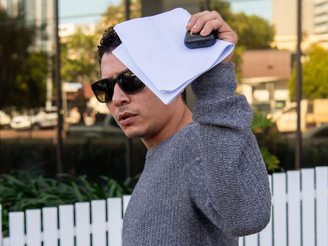 Yianis Dimitrios Skopellos leaves the Darwin Local Court where he stands charged with intentionally beating an animal. Picture: Pema Tamang Pakhrin