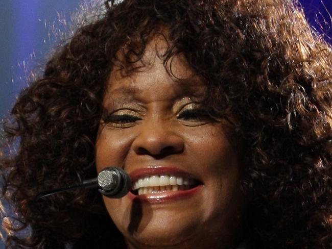 US singer Whitney Houston performs on stage during her concert at Acer Arena, Olympic Park, Homebush, Sydney.