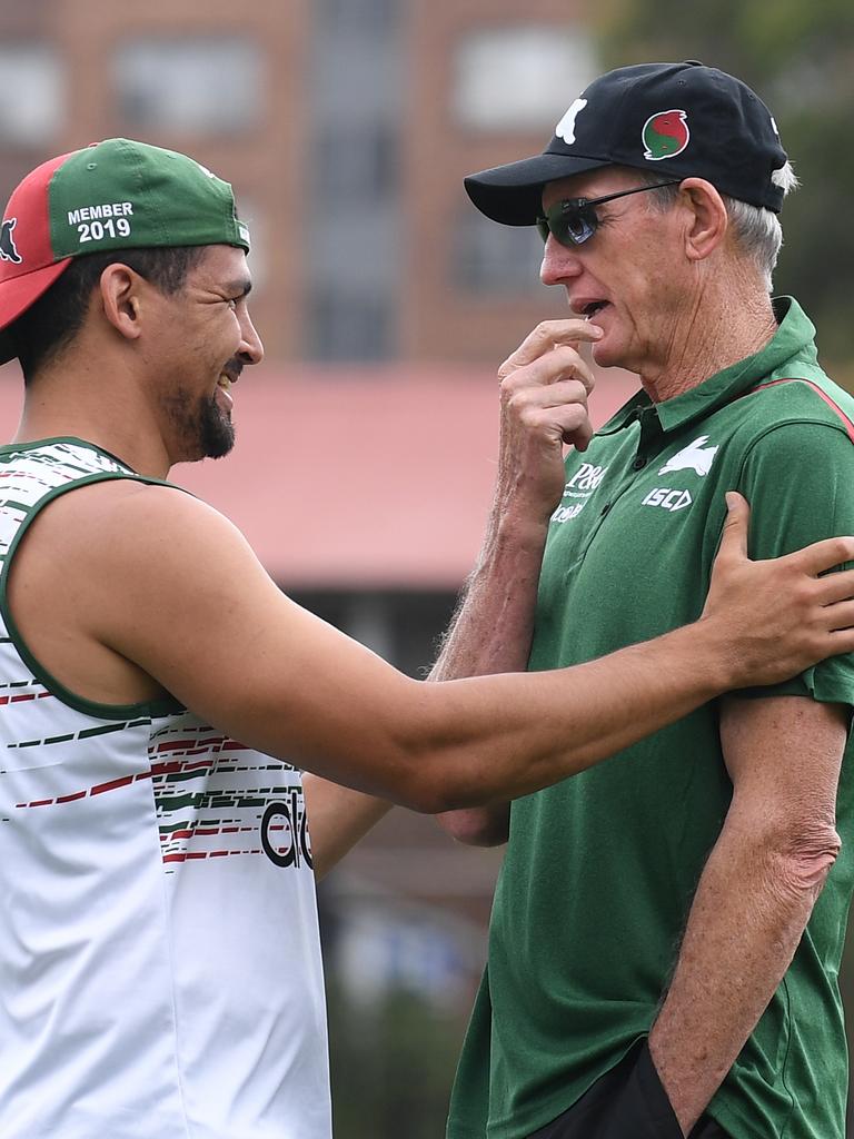 Wayne Bennett (right) and Cody Walker (left). Picture: AAP/Dean Lewins