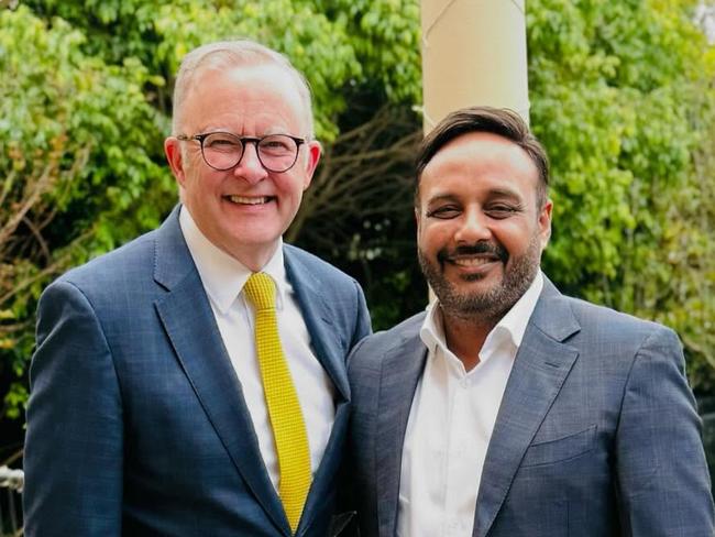 Melbourne based Australian-Indian businessman and entrepreneur Rupinder Brar and Prime Minister Anthony Albanese at a function held in Toorak on 12 November, 2024.