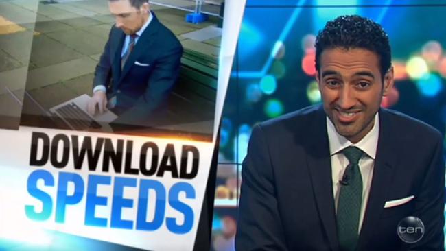 Waleed Aly blasts Malcolm Turnbull during a segment about the NBN. Picture: Channel 10