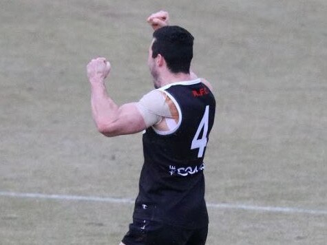 Mitch Brereton celebrates a goal for Ringwood in the Eastern Football League (EFL). Picture: Teagan Cairns