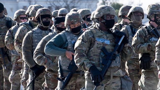 National Guard members conduct an emergency drill at the US Capitol on Tuesday. Picture: AFP