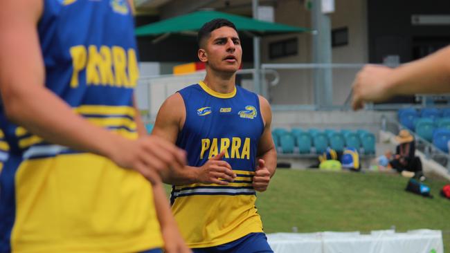 Khodar Jebara warms up before a match during the Oztag 2020 NSW Senior State Cup at Coffs Coast Sport and Leisure Park. Photo: Tim Jarrett