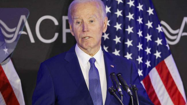 The book says Joe Biden’s staff tried to keep his speeches short, fearing that longer set pieces would tax his stamina too dearly. Picture: Tannen Maury/AFP