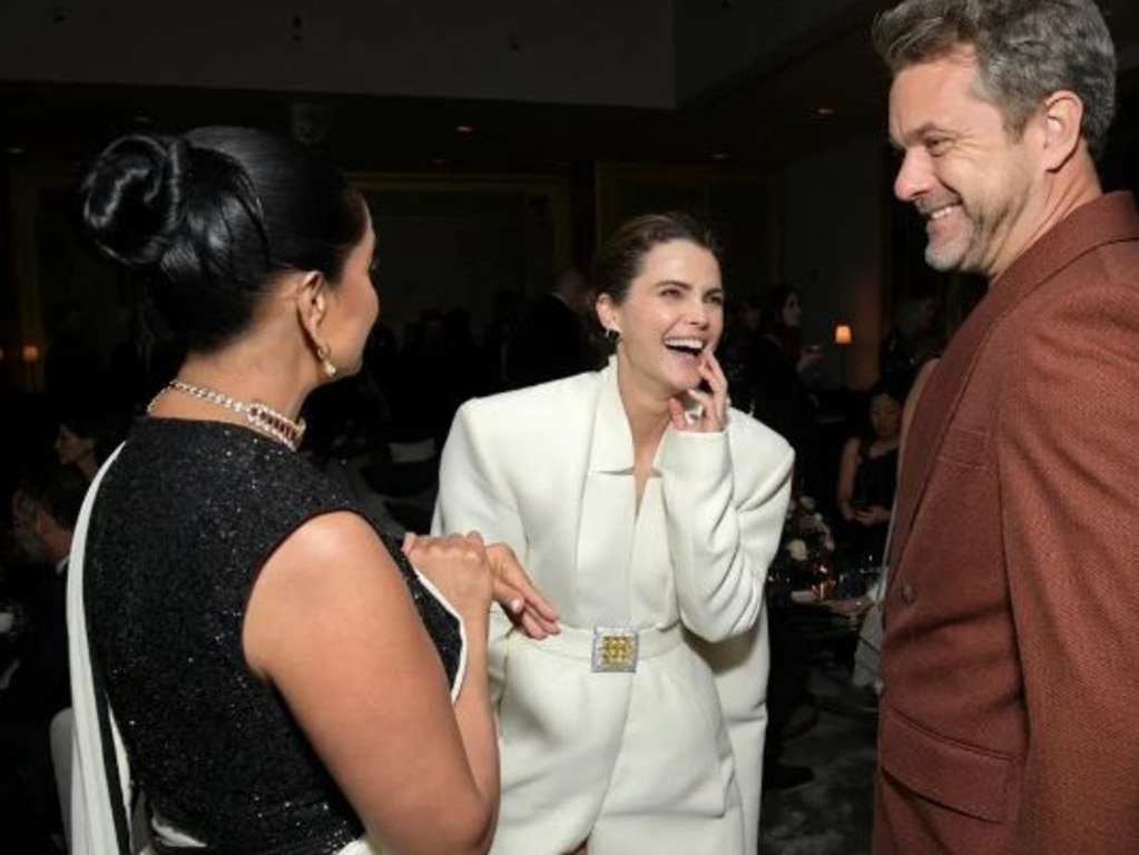 1990s teen hearthrobs Keri Russell and Joshua Jackson have a laugh after the Golden Globes. Picture: Getty Images