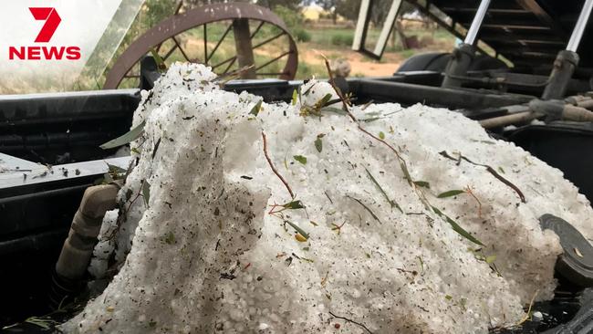 Hail on Mallee Highway, South Australia, Christmas 2023. Picture: 7NEWS