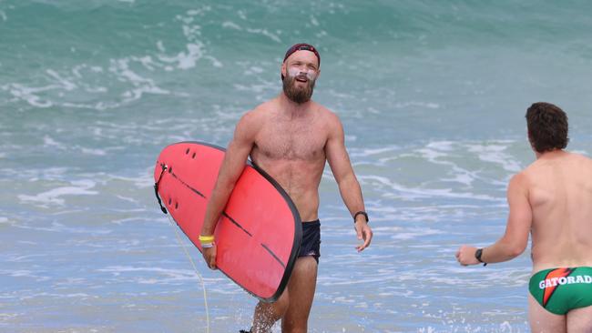 Gawn emerges from the surf. Picture: Brendan Beckett