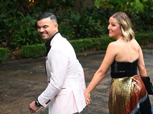 Guy Sebastian arrives with his wife Jules for the Kyle Sandilands and Tegan Kynaston wedding. Picture: NCA NewsWire / Jeremy Piper