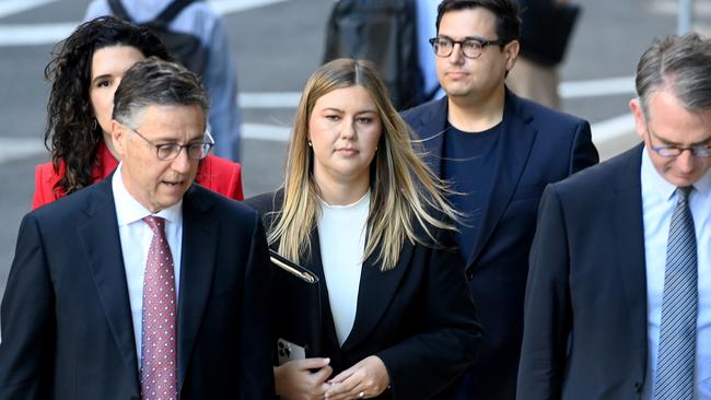 Brittany Higgins arriving at Federal Court during the defamation case. Picture: NCA NewsWire/Jeremy Piper